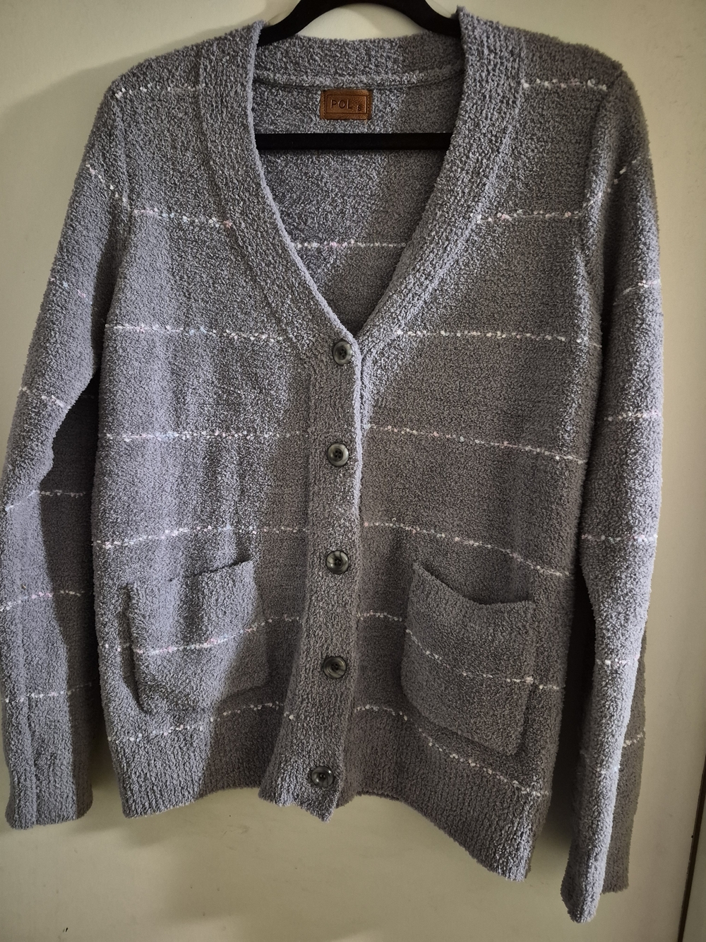 Cozy Gray Button-Front Women's Sweater Cardigan